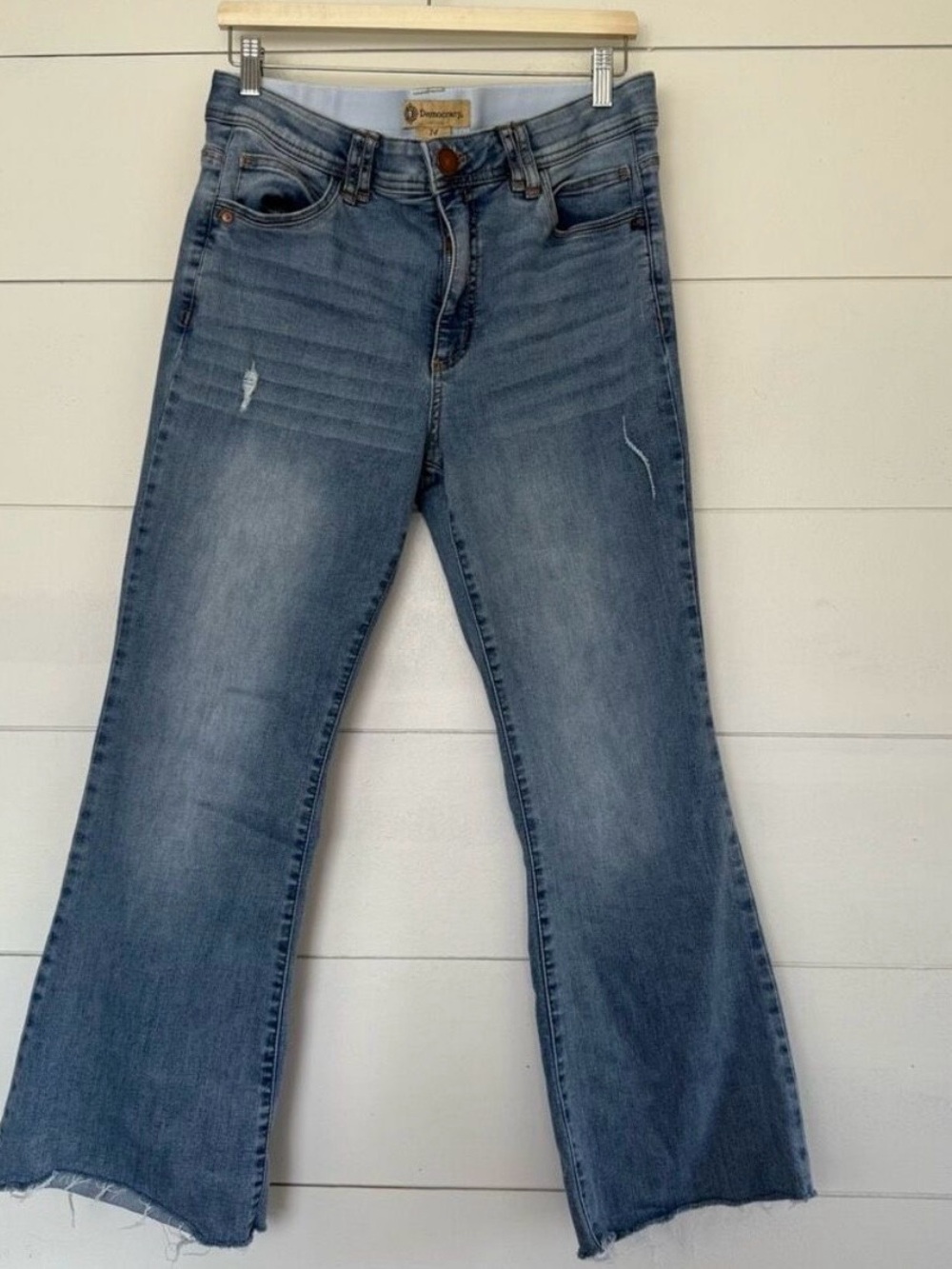 Democracy Light Blue Bootcut Jeans with Raw Hem